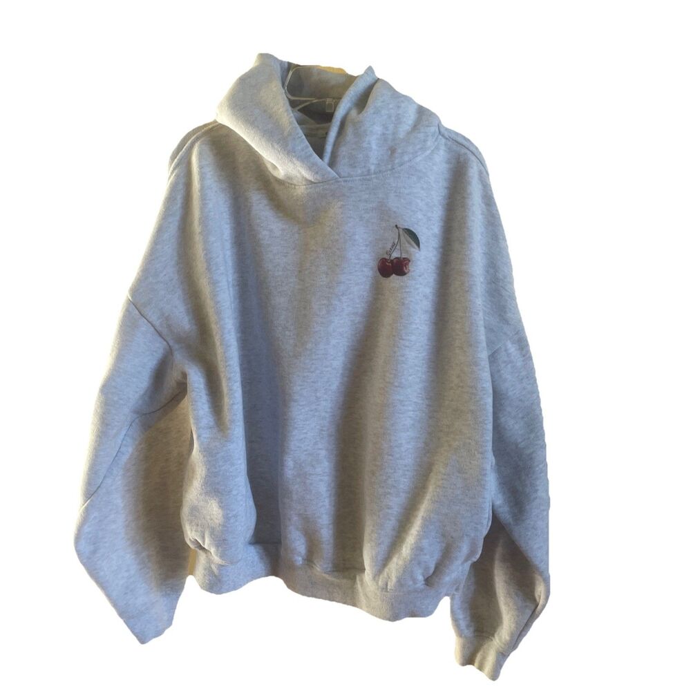 Garage Sour Cherry Hoodie Sweatshirt Juicy And Delicious Grey With Pockets Med